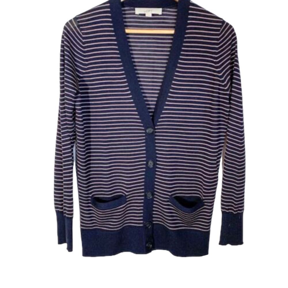 🌻3 for $25 SALE- Ann Taylor Loft Striped Wool Blend Cardigan NWT